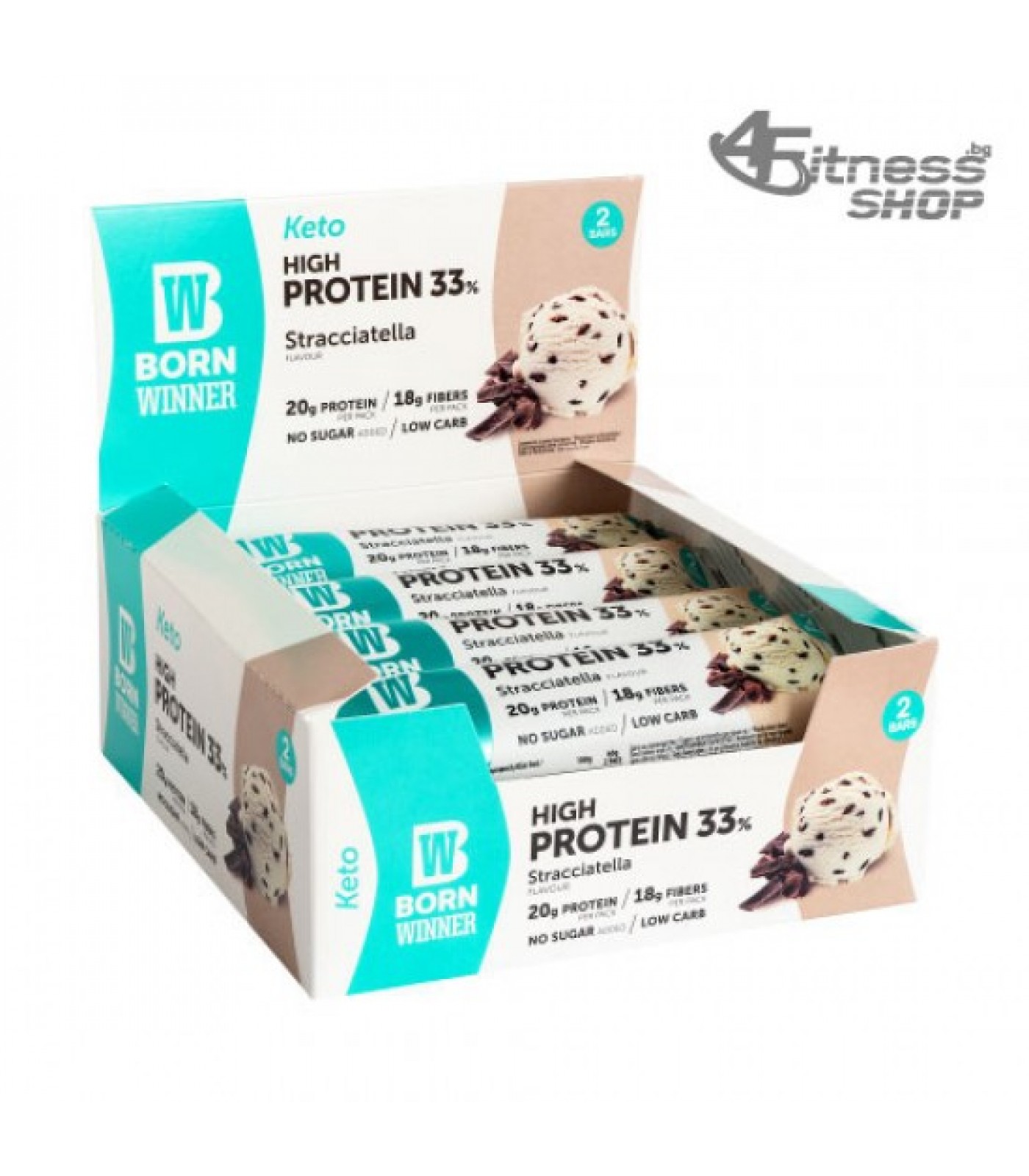 BORN WINNER Keto High Protein Bar 33% stracciatela 12x60 гр